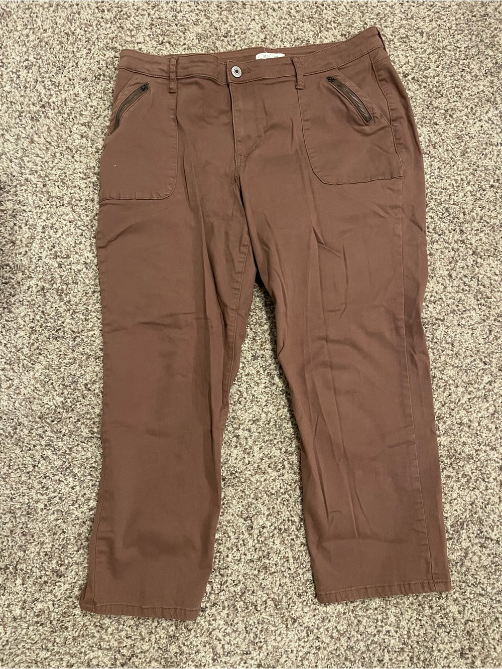STS Blue Women's Cropped Straight-Leg Pants in Brown